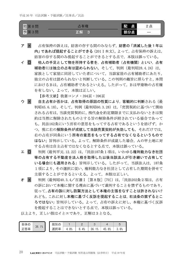 司法試験&予備試験 短答過去問題集(法律科目) 平成30年度 | 東京